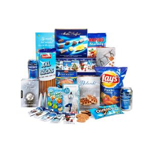 Alle blauwe kerstpakketten op een pagina