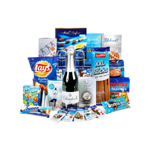 Overzicht van het blauw kerstpakket assortiment
