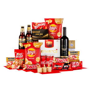 Luxurious christmas hampers with wine and chocolate