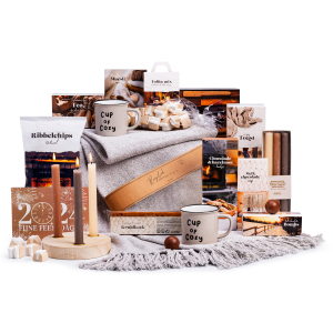 Kerstpakketten met kaarsen, kaarshouder, plaid