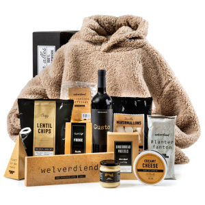 Winter kerstpakket om warm te blijven tijdens een winteravond