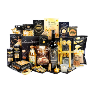 Mooie zwarte kerstpakketten met premium thema